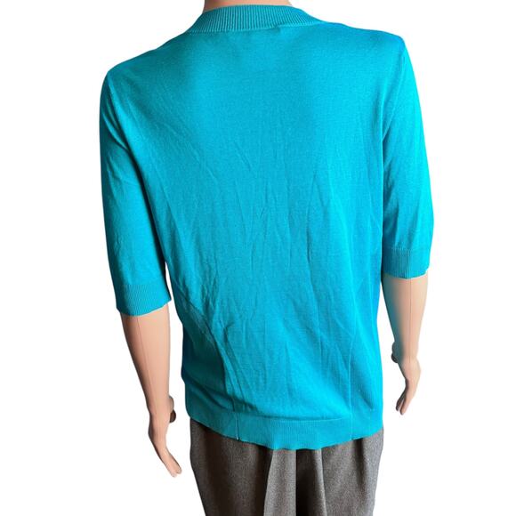 BCBGMaxAzria Short Sleeve Aqua Cardigan M Travel Cruise Lightweight Summer - Picture 2 of 5